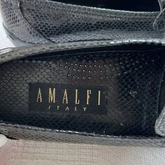Amalfi leather black snakeskin loafers size 6 1/2b - Picture 4 of 8